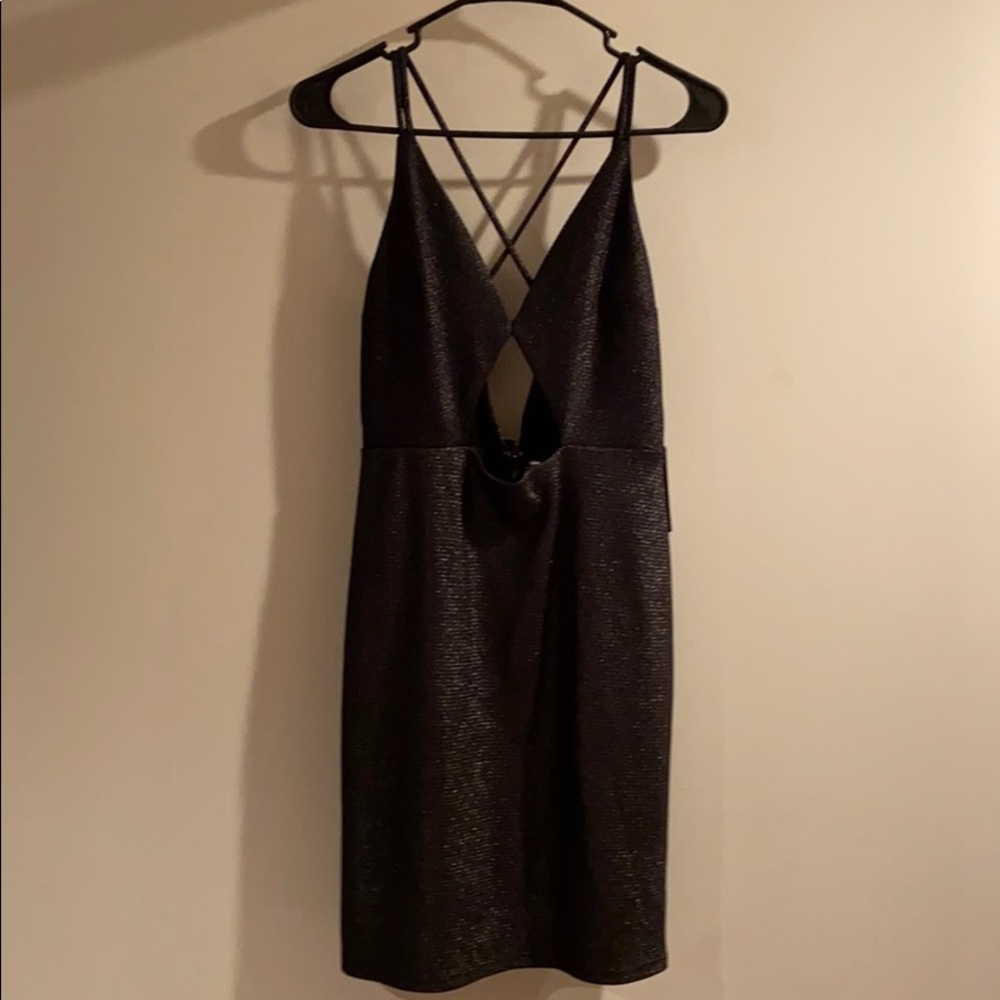 Express Black Silver shimmer dress